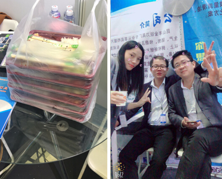 這是參展的鄧氏家人的午餐，順便還有家人出來賣萌!
